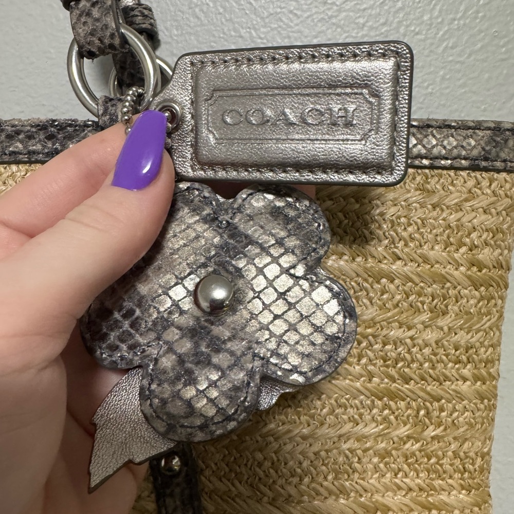 Coach Alexandra Python Straw Purse - image 2